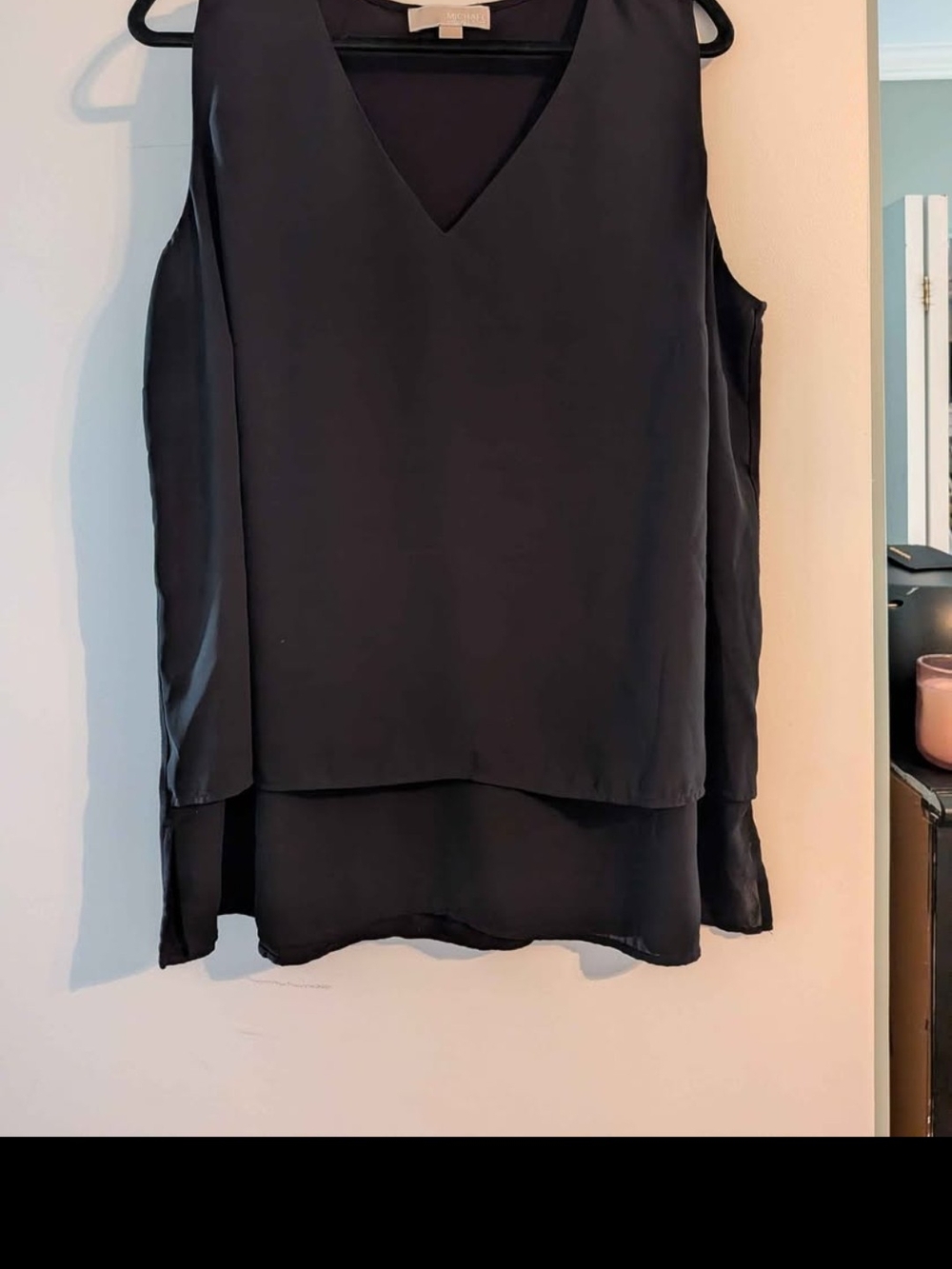 Michael Kors Black Layered V-Neck Sleeveless Camisole